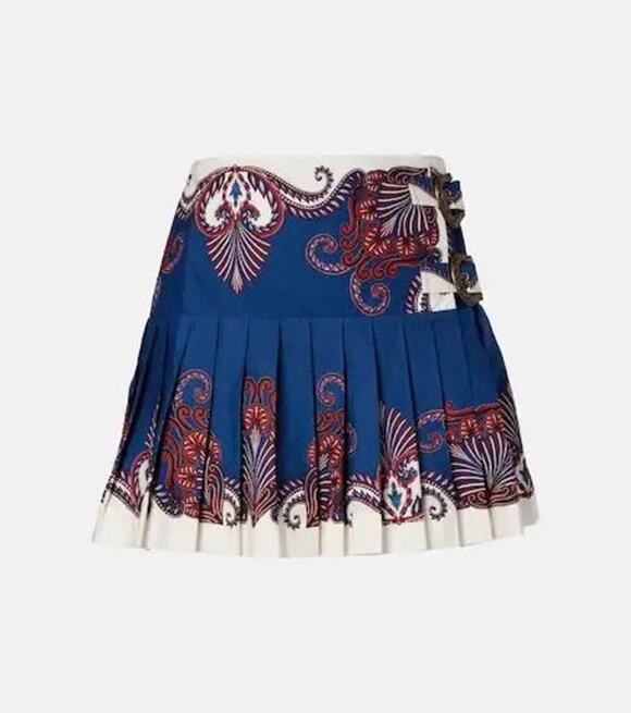 FARM Rio Dresses & Skirts - FARM Rio Women's S Blue Arabesque Scarf Pleated Mini Skirt Western NWT